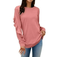 Entyinea Women Henley majica Lagana majica Henley Casual rukava Ljetni vrhovi Pink 3xl