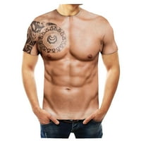 Pntutb Clearence 3D Mišićni muškarac Print Modni fitness okrugli vrat Majica kratkih rukava
