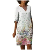 Ženska ljetna vintage cvjetni print V-izrez Half haljine s pola rukava ženske haljine