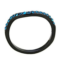 Luxe nakit dizajnira ženski crni jonski prsten od nehrđajućeg čelika sa plavim cirkonskim kristalima