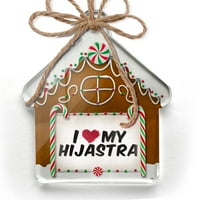 Ornament tiskani jedno drumče srca Volite moju hijastru božićni neonblond