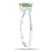 Ženski zeleni ametist i dijamantski iskrični prsten u 10k bijelom zlatu
