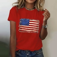 Gyujnb ženske majice Američka zastava Košulje za sjećanja za žene Okrugli izrez Ženske vježbe TOP THIRTS