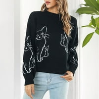 Dolight Pad, Zimski kardigan džemperi za žene, plus, prevelizirani, topli, crni, žene 鈥榮 džemper sa okruglim vratom pletene casual modne dugih rukava bluza s dugim rukavima