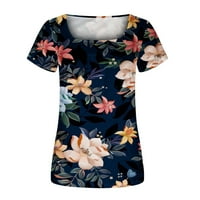 COFEEMO Ljetne košulje za žene Modni ispisani O-izrez kratkim rukavima Bluze ruffles kauzalne labave