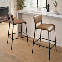 Zeeyh multifunkcionalni PU fau kožna barska stolica set od 2, pab bardroales sa leđima i nogama, smeđa (18,25 x20 x38.5 )