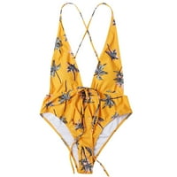 Zrbywb Ljeto Žene Split kupaći kostim Ženski uzorak Ispis Solid Boja Sjaj za plivanje visokog struka
