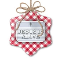 Božićni ukras Isus je živ vjerski Uskršnji prelazak plavog crvenog plairana neonblond