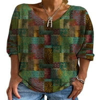 REJLUN Ženska majica kratkih rukava majica Etničko stil Majica Labave ljetne vrhove Vintage Loungewwear