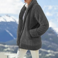 TOQOT Ženska jakna od runa - sa kapuljačom patentnim zimskim kaputima za žene tamno sive veličine 2xl