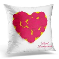 Bijeli apstraktni romantični sa 3D crvenim cvjetovima na žutom srcu i mjestu za tekstualni plaftovi jastučni jastuk