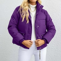 FESFESFES zimski kaputi za žene modni čvrsti stand-up ovratnik kardigan down jakna Outerweard podstavljeni