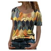 Vrhovi ispis okruglih vrata retro ženske modne košulje rukave patchwork kratka bluza ženska bluza