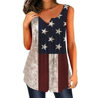 QucoQPE Žene 4. srpnja Košulje Američka zastava Star Striped čipke hladne rame Majice 4. jula Patriotske