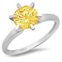 CT sjajan okrugli rez Clear Simulirani dijamant 14k bijeli zlatni solitaire prsten sz 10.75