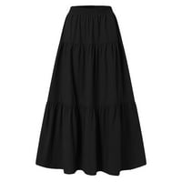 Ženske suknje Duga lagana slojevna suknja Visoki struk nabrana linijska suknja