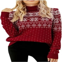 Džemper za žene Turtleneck SnowFlake pletene dukseve Ležerne prilike slatke košulje s dugim rukavima