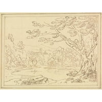 Joseph Farington Crna Ornate Ornate Umklađen dvostruki matted muzej umjetnički print pod nazivom - pejzaž