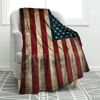 Drvo Američka zastava pokrivač vintage USA zastava Meko toplo bacanje Ispise pokrivač za kauč