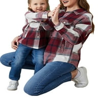 PEYAKIDSAA Flannel Family Women Girl Plaid Jacket Shacket s dugim rukavima majice