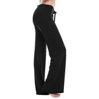 Shomport Womens Pamučne pantalone elastične hlače velike struke Široke noge pune dužine casual pantalone