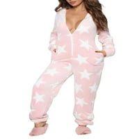 Wsevypo žene Onis pidžamas skakače za spavanje noćne odjeće cvjetni print dugih rukava pliša za plišanje