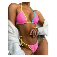 Gyouwnll Tankini kupaći odijela za žene kupaći odjeće Brazilski kupaći kostimi Push-up bandeau set zavoja bikini ženske kupaći kostimi Tankenis set ružičasta L