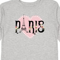 Inktastic Paris Pink Heart Eiffelov toranj sa cvijećem Poklon Dječak za dječak za mališač ili majica