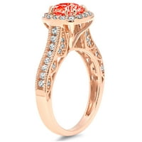 2.7ct okrugli rez Crveni simulirani dijamant 14k Gold Gold Anniversement HALO prstena veličine 9.5