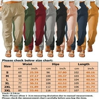 Glookwis Visoko struk dno salonske pantalone Labavi fit elastične struke pantalone džepove Solid Color Loungewear Palazzo Pant
