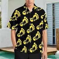 Dugme za muške košulje Bigfoot Fuetprint spusti niz kratkih rukava Havajske košulje Top za poslovno na plaži