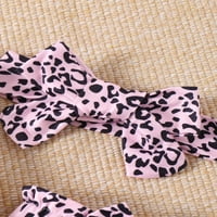Mubineo Baby Girls GOUDSUITI postavljeni srčani Leopard Ispis dugih rukava Romper i povremene hlače