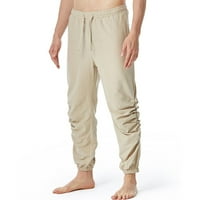 Muška plaža casual pantalone casual pamučni posteljina na crtež elastičnog struka jogger joga pantalona