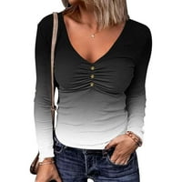 Ženska modna casual tiska V izrez dugih rukava majica Top bluza Pulover Udobnost u boji Trendi ugodne