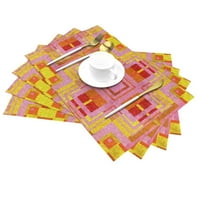 Tkani placemit set, narančasti mozaički uzorak tračni prostirke za pranje toplotnih toplotnih placema