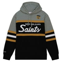 Muški Mitchell & Ness Black Grey New Orleans Saints Head Courser Pulover Hoodie