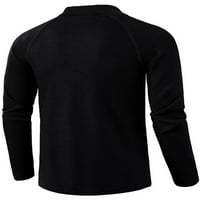 Sanviglor Muška bluza rever na vratu Polo majica s dugim rukavima Redovna fit pulover Radna majica crne s