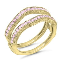 DazzlingRock kolekcija 0. Carat 14k Pink safir Diamond Wedding Millgrain Guard Ring CT, Žuto zlato,