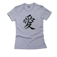 Ljubav - Kineski japanski azijski kanji znakovi Žene pamučne sive majice