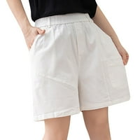 Ženske labave povremene pamučne elastične hlače na širokim hlačama kratke hlače za ženske kratke hlače kava xl