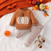 Tosmy Toddler Dječak Dječak Djevojka Odjeća s dugim rukavima Pumpkin Print Tops Hlače Childs Kids Set