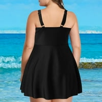 PXIAKGY Tankini kupaći odijela za žene kupaće kupaći kostimi za žene Plus veličine Tankenis Flounce plivajte haljinu s kratkim hlačama crna + l