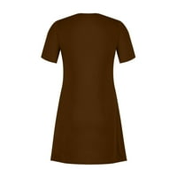 Ljetne haljine za slankeElWomen Ležerne prilike labave čvrste boje tiskane bez rukava za okrugli vrat