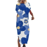 Xihbxyly Maxi haljina za žene, ženska casual labava sandress dugačka haljina kratkih rukava Crew Crt