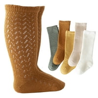 Jkerther Baby duge čarape, elastične izdubljene čvrste boje meke lagane čarape za djevojčice dječake