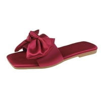 Verpetridure Wedge Sandale za žene Ženske ljetne modne ravne papuče Square-Toe Bowknot casual udobne