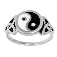 Sterling srebrni yin yang celtic triquetra čvor veličine 7