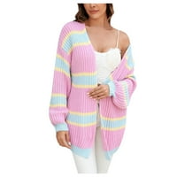 Feternal ženska labava patchwork blok u boji Klit kardigan modni džemper velike veličine