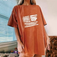 Ženski dan za nezavisnost u SAD-u 4. jul Košulje Ispiši labav pulover Crew vrat kratkih rukava narančasta L l