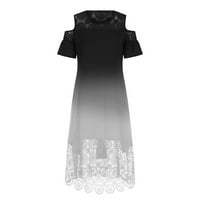 Tagold Ljetne haljine za žene, ženska modna casual tiska plus veličine okrugli vrat seksi čipka s kratkim